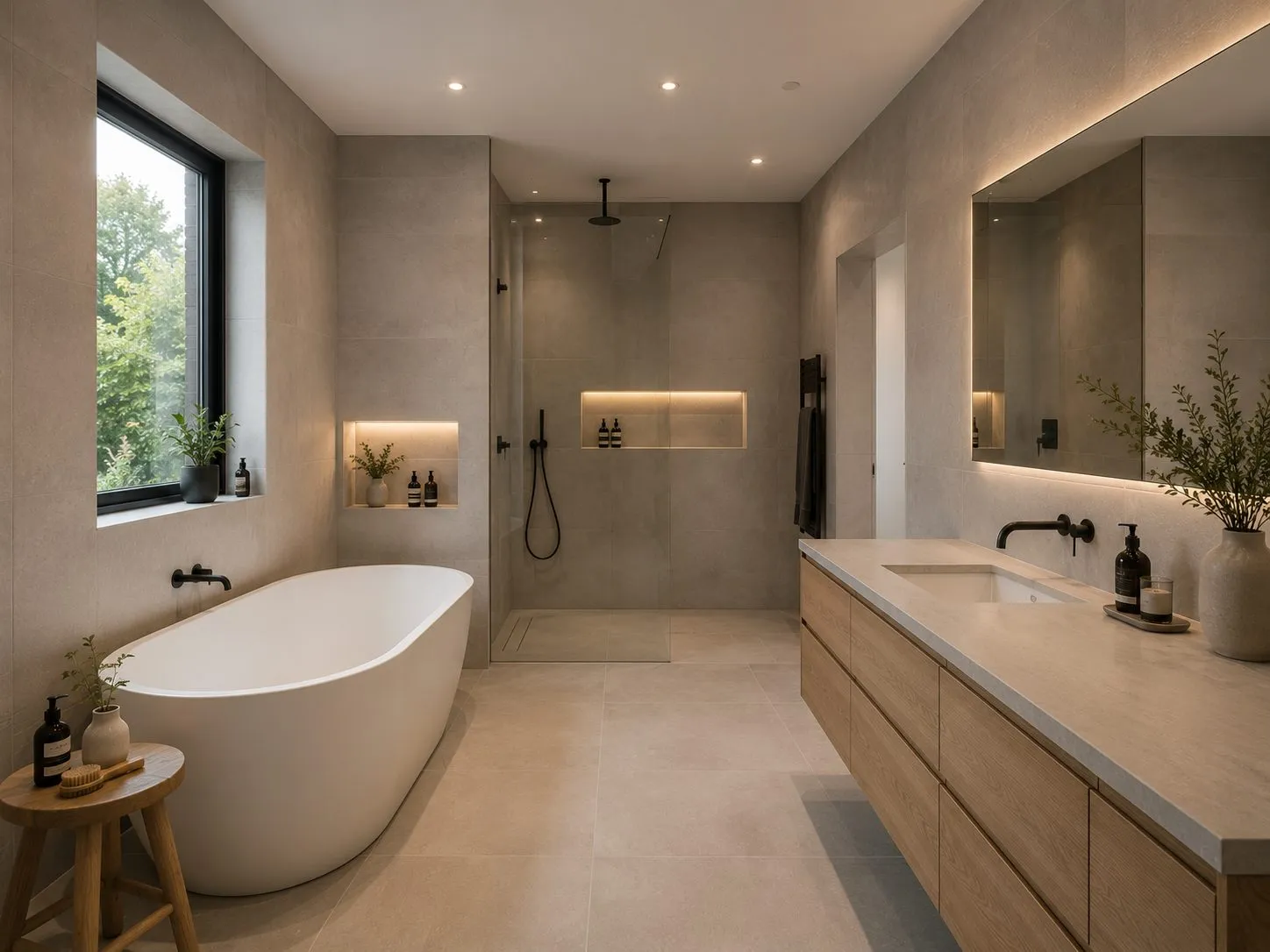 Luxury bathroom with freestanding bath, Hertfordshire new build