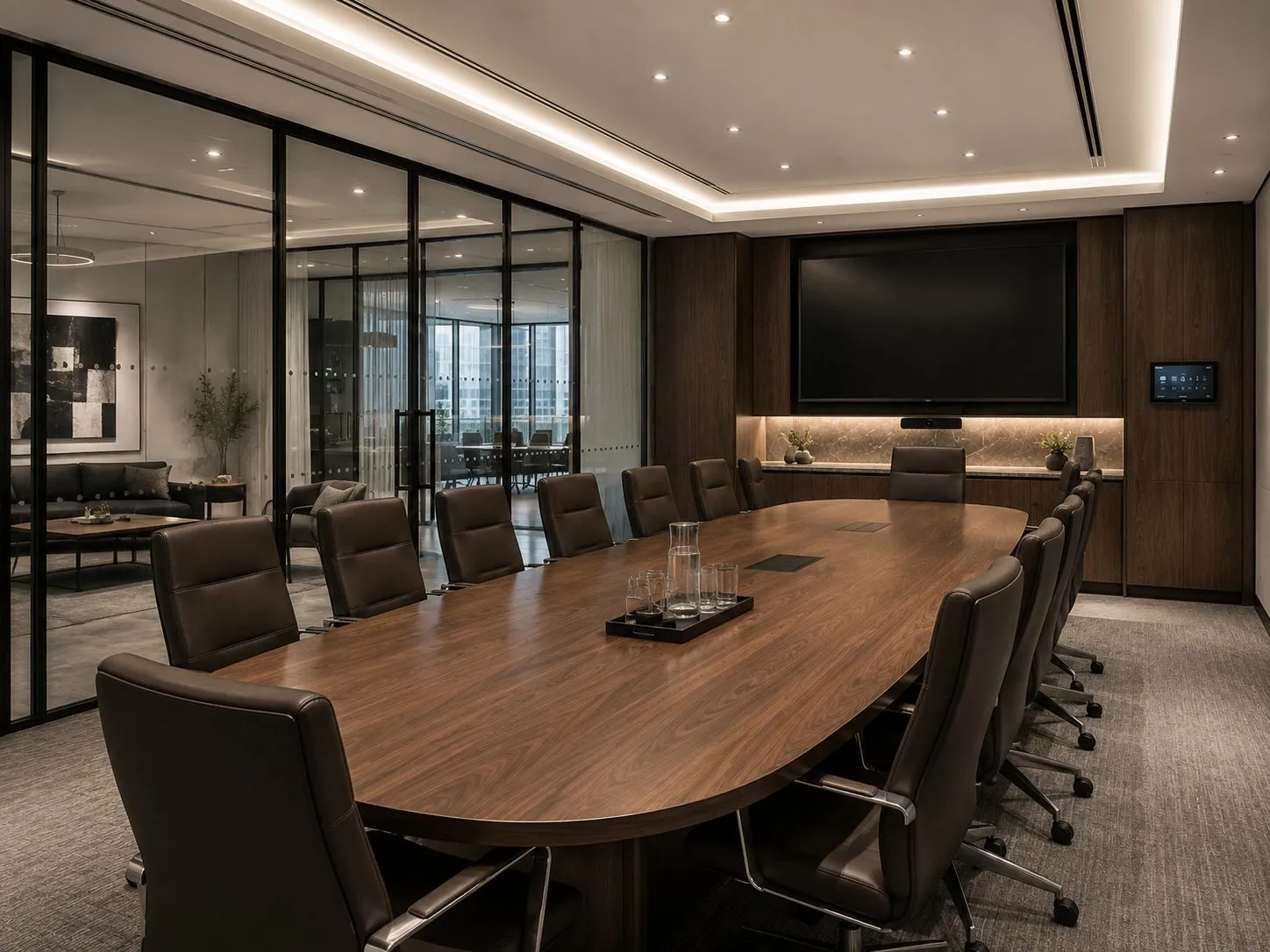 Partner boardroom with Crestron AV, Grade A City of London fit out
