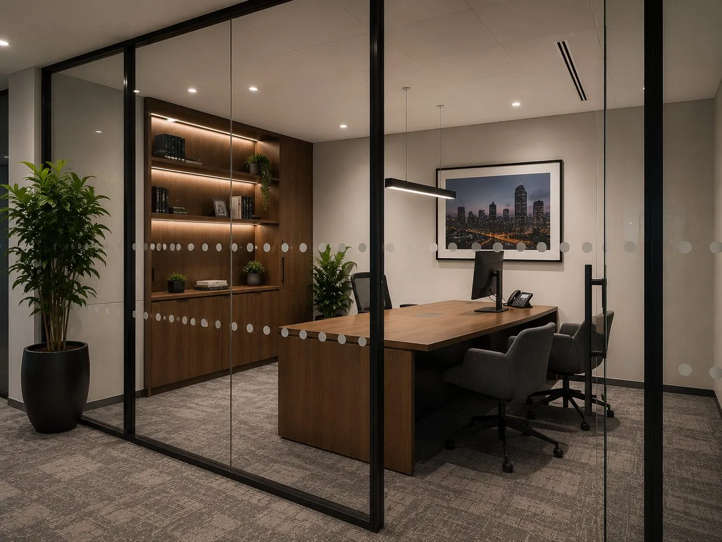 Private office with acoustic glazed partition, Stanmore
